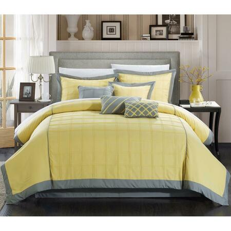 CHIC HOME Cottage Pintuck Color Block Comforter Set - Yellow - Queen - 8 Piece, 8PK 111CQ111-US
